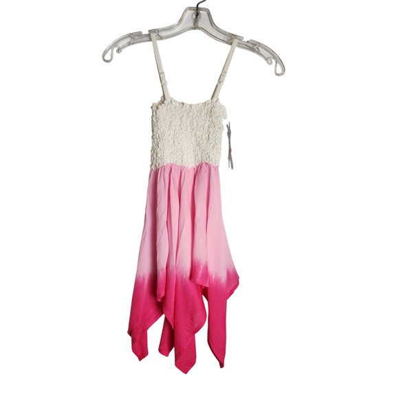Viona Other - Viona Girls Pink White Ombre Smocked Popcorn Handkerchief Hem Dress 6 NWT